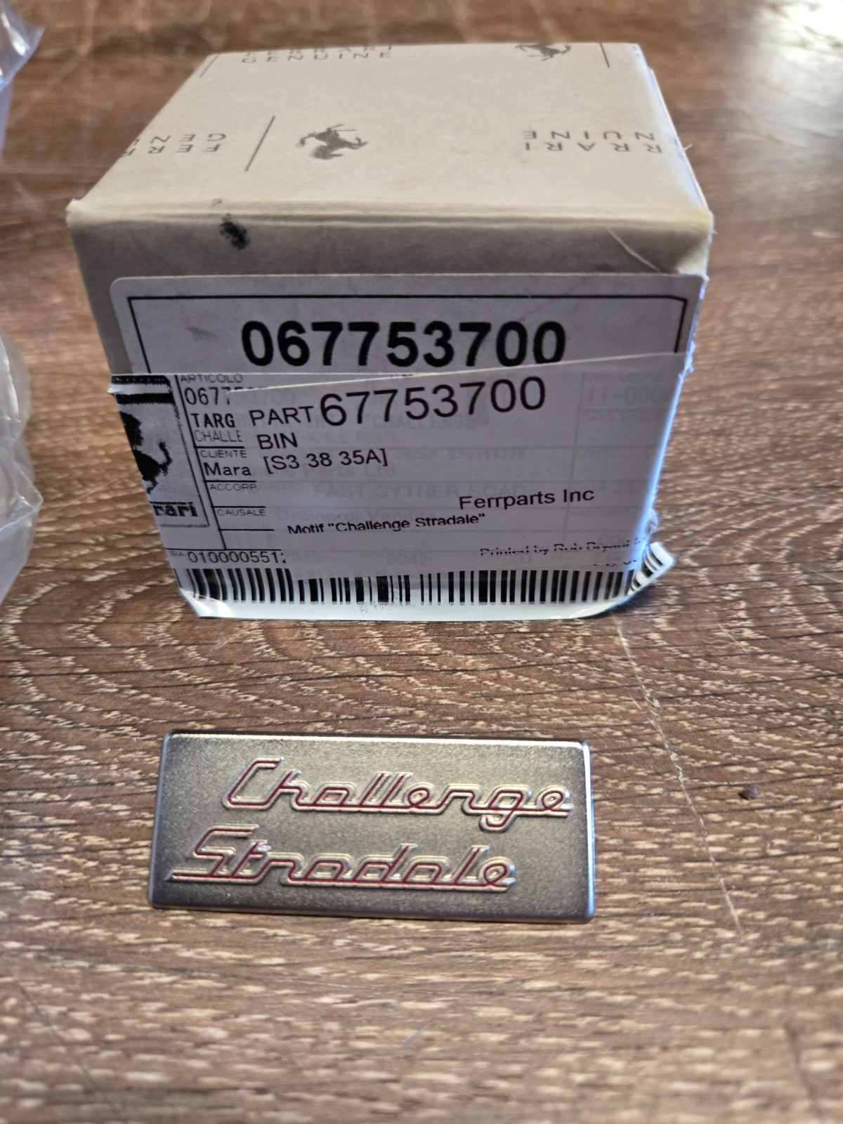 Ferrari 360 CHALLENGE STRADALE EMBLEM - P/N 67753700 Ferrari 360 CHALLENGE STRADALE EMBLEM - P/N 67753700