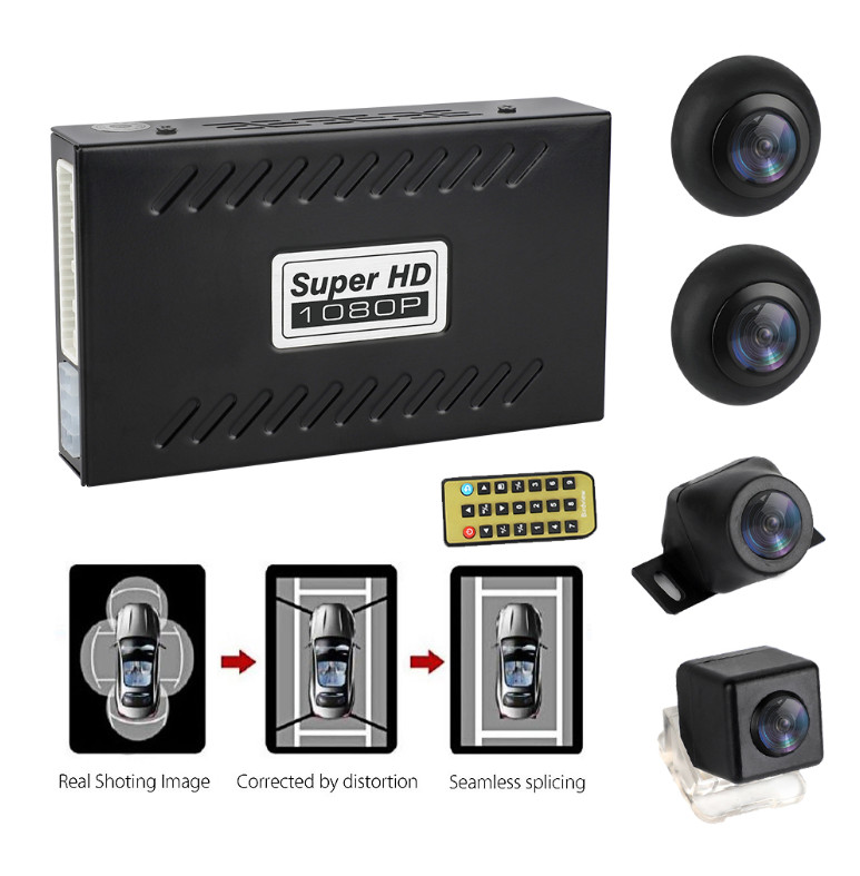 360° Seamless Bird View Panoramic System 4 Camera NTSC IP67 Car DVR