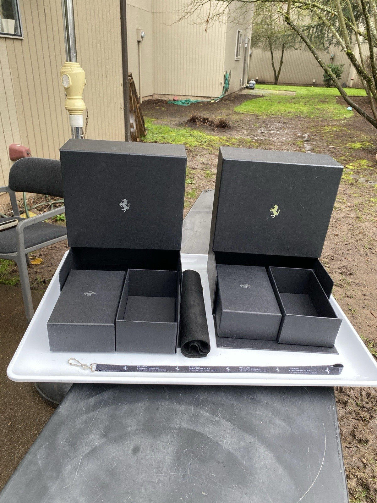 2 Large 2 Small    4 Genuine Ferrari Cardboard Boxes (Black) Factory OEM