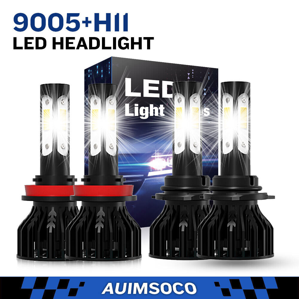 9005+H11 LED Headlight Super Bright Bulbs Kit 6500k White 4000LM High/Low Beam