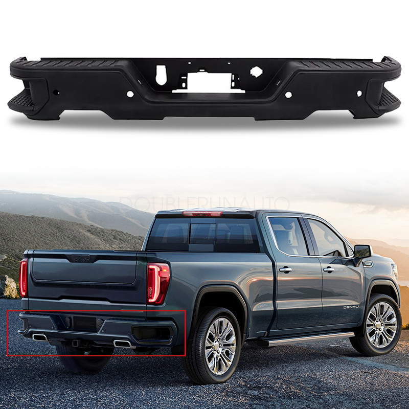 For 2019-2023 Chevy Silverado Sierra 1500 Black Rear Bumper Dual Exhaust w/ Park