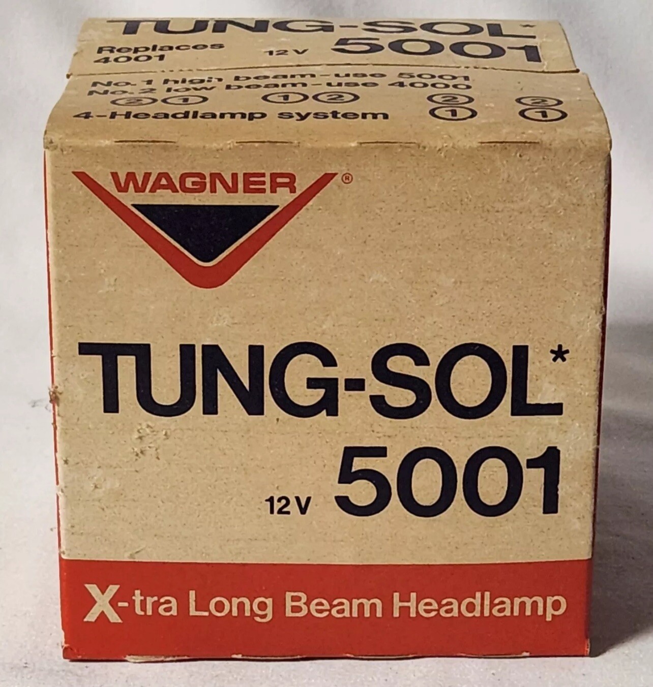 New Wagner Tung-Sol 5001 Headlamp- NOS High Xtra Long Beam (M3)