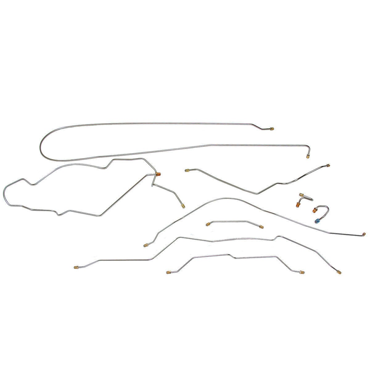 1968-69 Chevrolet GMC Shortbed 1/2 Leaf 2wd Complete Pow Drum Brake Line Kit OE