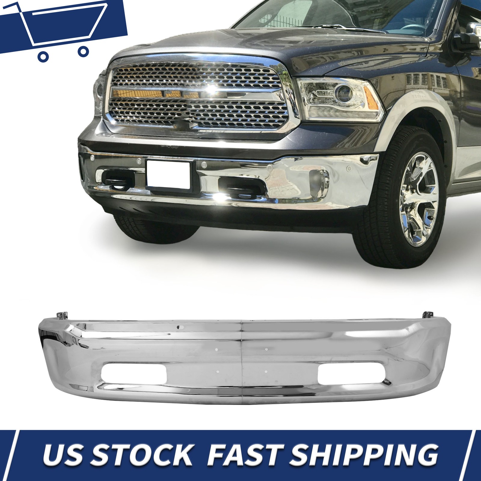 Front Bumper Face Bar for RAM 1500 Pickup 2013-2018 Front W/O Fog Lights Hole