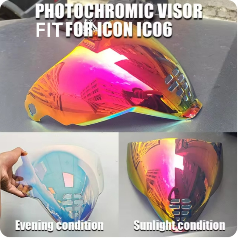 Photochromic Revo Red Visor For ICON Airflite IC06 Motorcycle Helmet Shield Lens