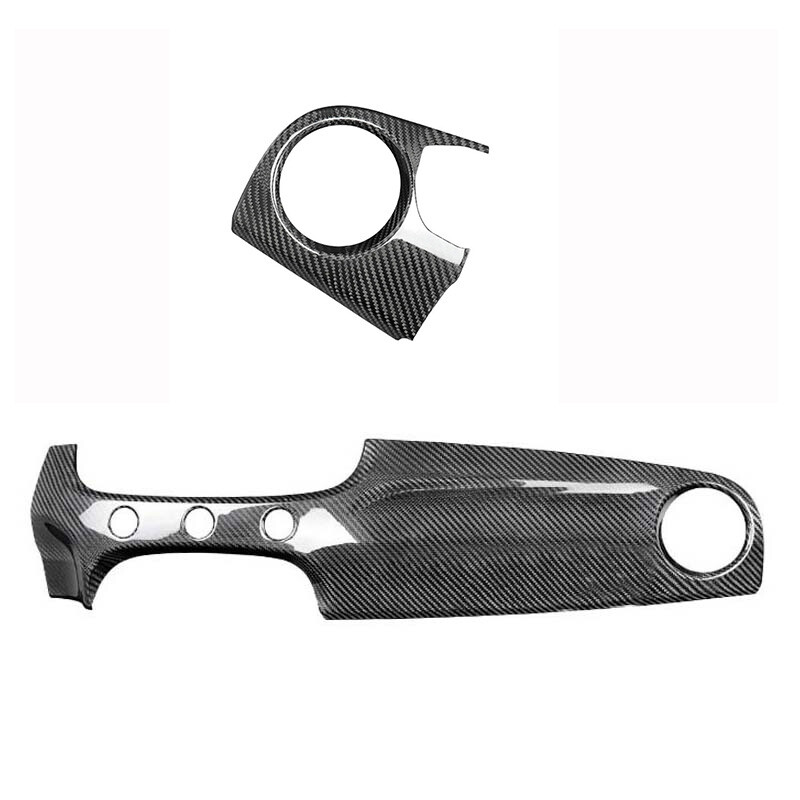 2pc Dry Carbon Fiber Dashboard Panel Cover Trim Set for Fiat 500 2016-2023