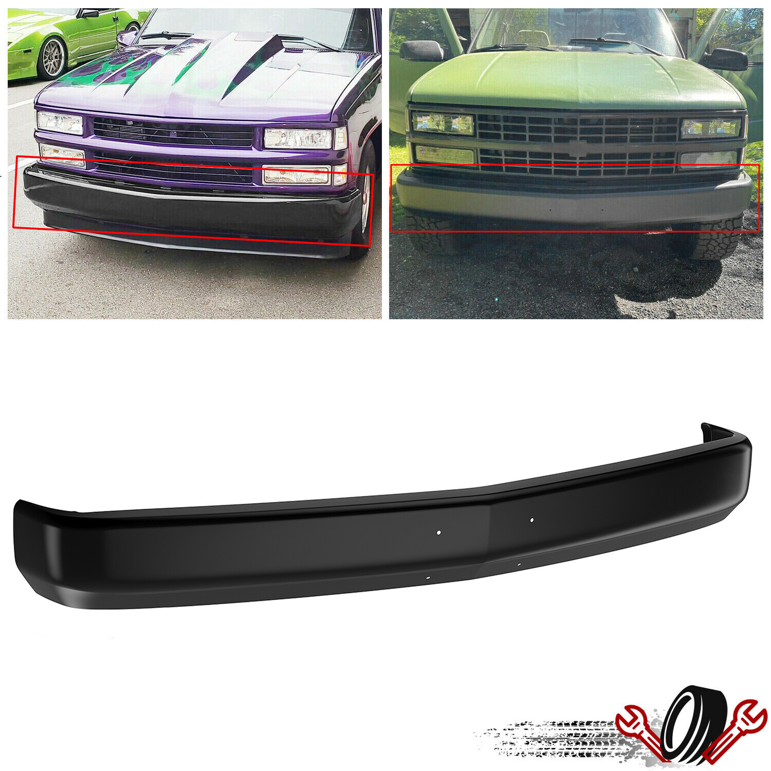 Primed Steel Front Bumper Face Bar For 1988-1998 Silverado Sierra C1500 K1500