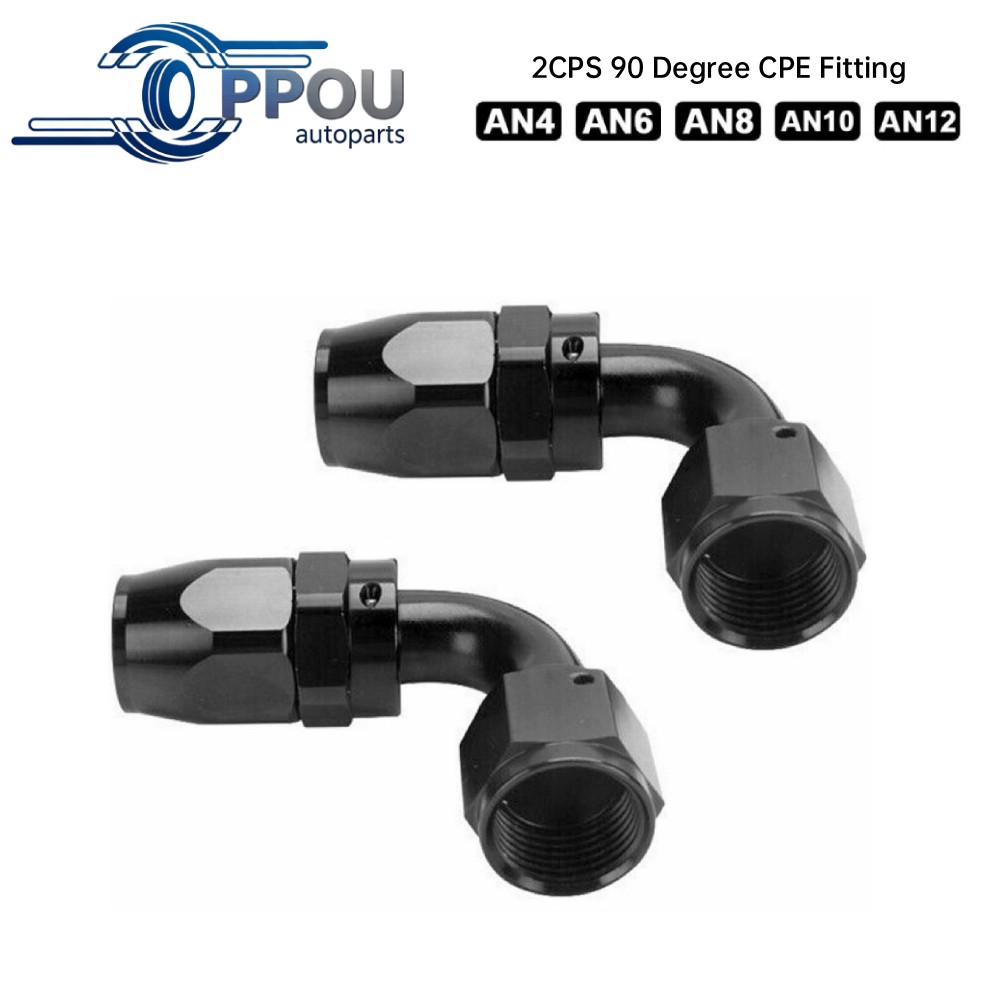 2pcs 4/6/8/10/12 AN 90 Degree Swivel Hose End Fitting Adaptor For CPE Fuel Hose