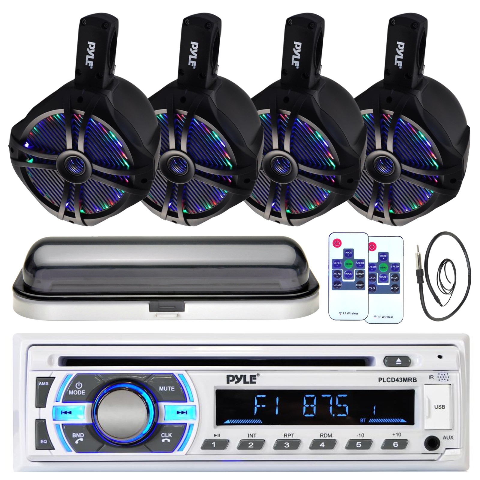 PLCD43MRB USB AUX Bluetooth Radio, Marine 8\