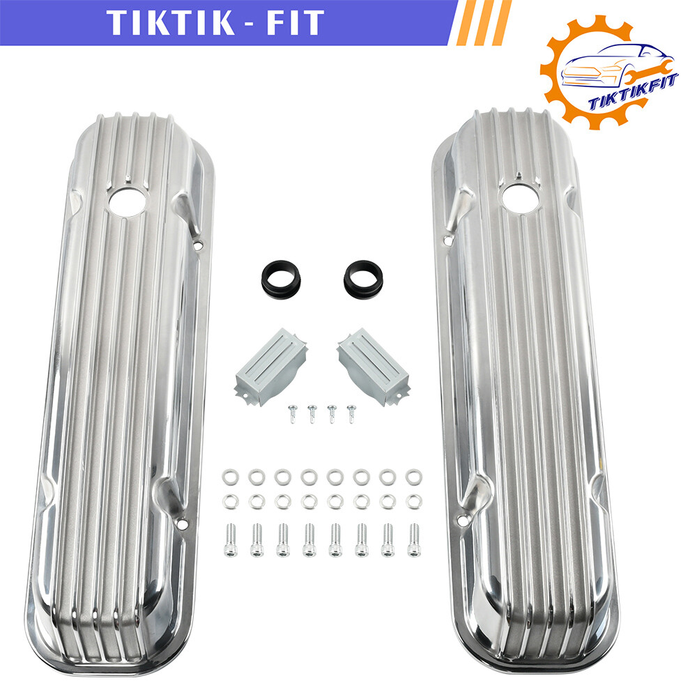 for 1959-79 Pontiac 350 389 400 455 Finned Tall Aluminum Valve Covers Polished