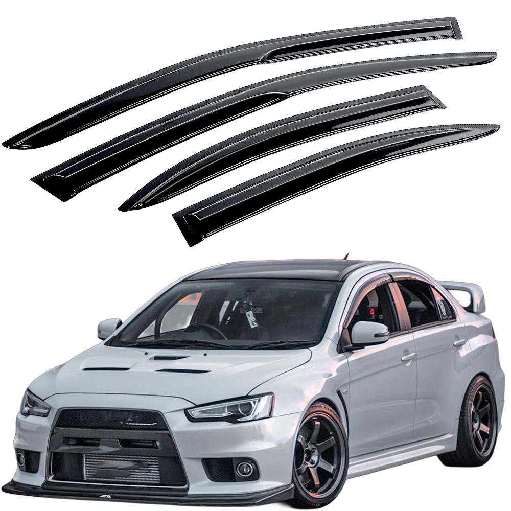 For 08-17 Mitsubishi Lancer JDM Mugen Style Window Visors Rain Guards Deflectors