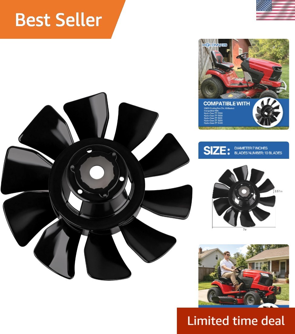 Quiet 7-Inch Cooling Fan with Efficient 10 Blade Design for Hydro Gear Models