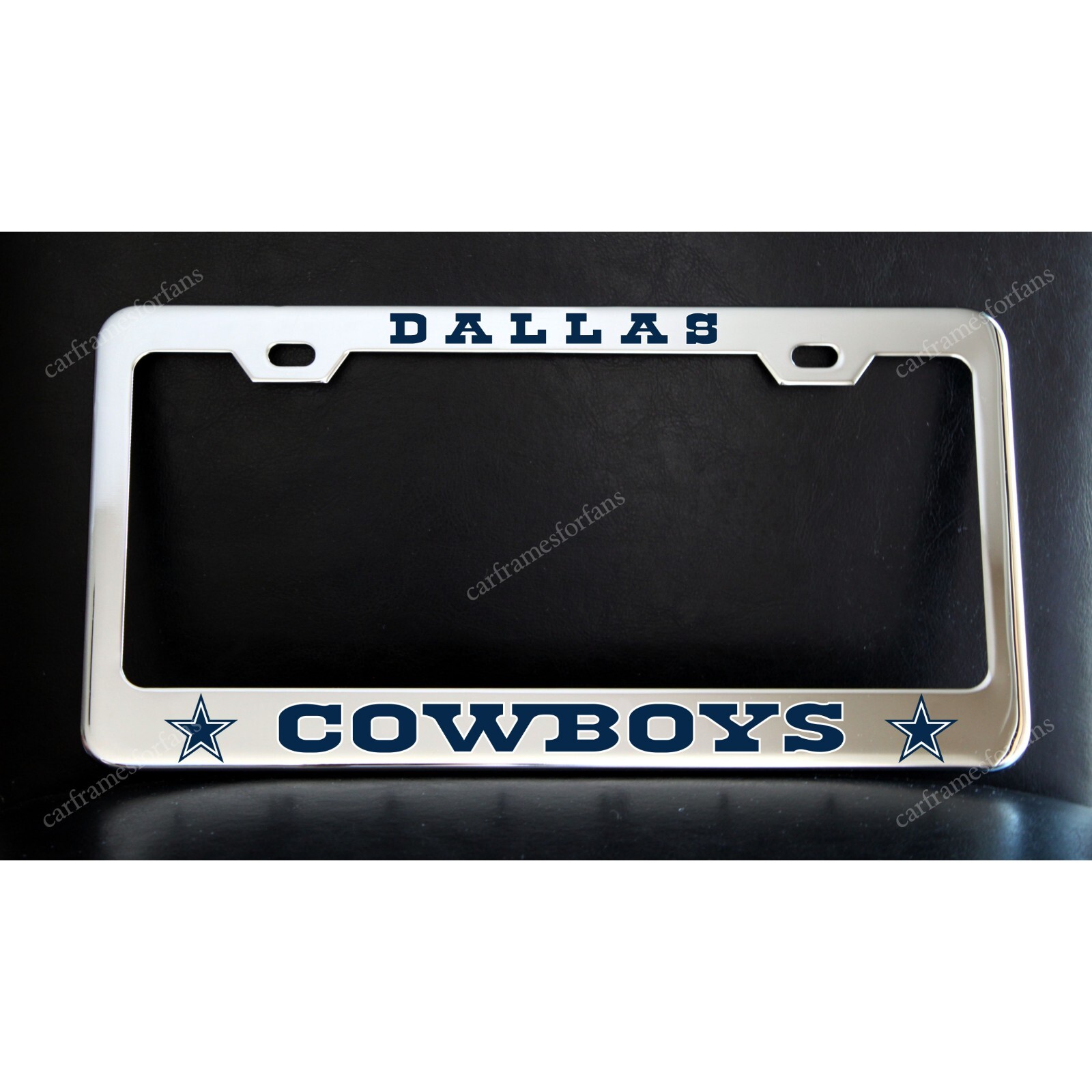 Dallas Cowboys License Plate Frame - Chrome Plated Metal Dallas Cowboys License Plate Frame - Chrome Plated Metal