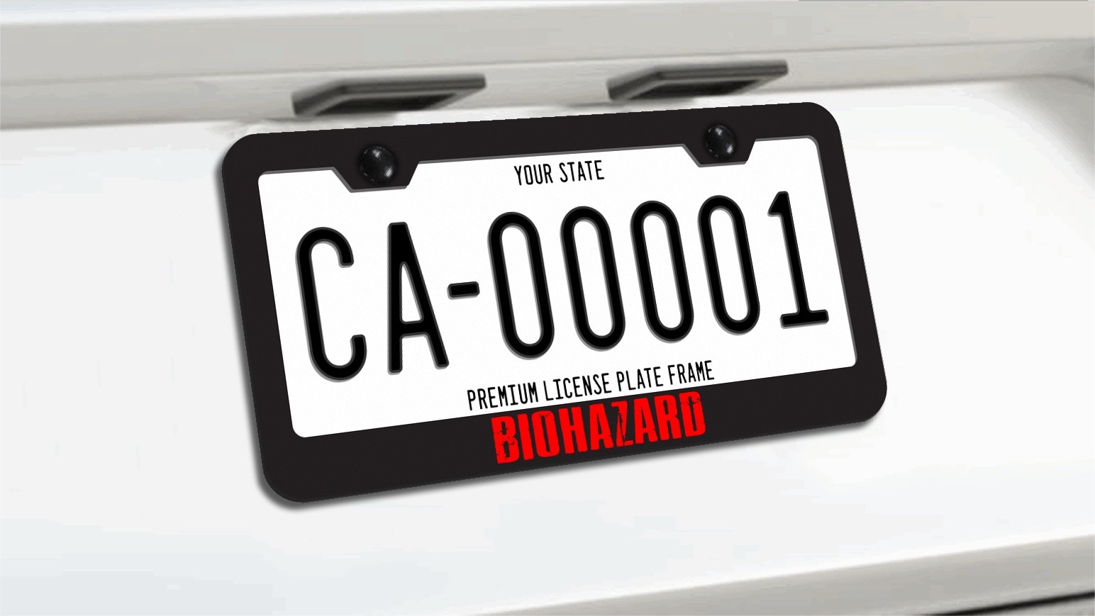 BIOHAZARD License Plate Frame Black Metal | Resident Game Zombie Requiem Gift