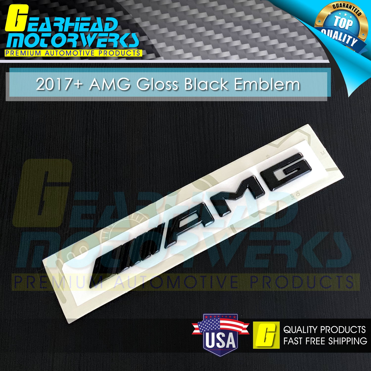 AMG Gloss Black Emblem Trunk 3D Rear Badge for Mercedes Benz C E G S SL 2017+
