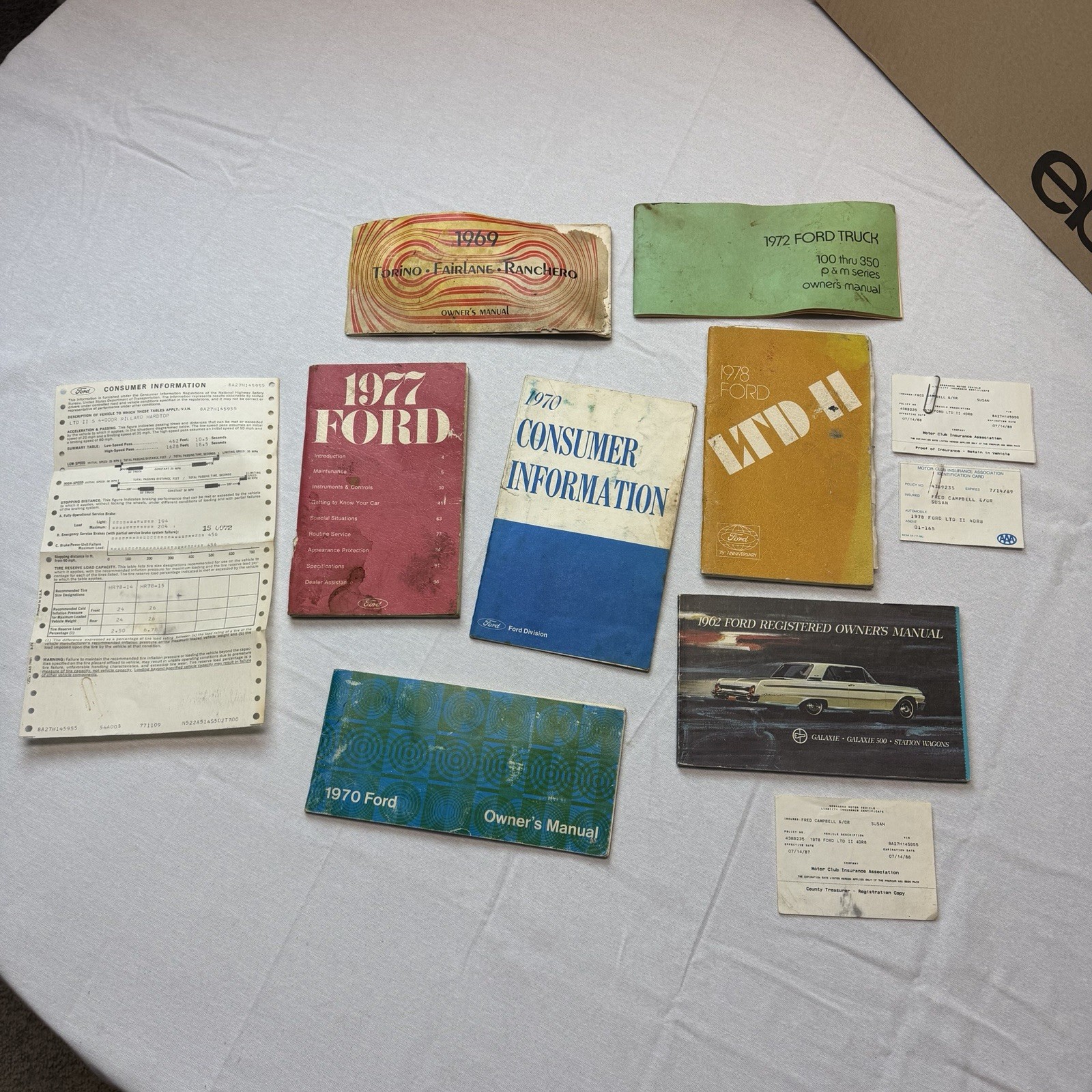 Vintage Ford Owners Manual Lot 1962-1978 Galaxie Torino Ranchero LTD Truck