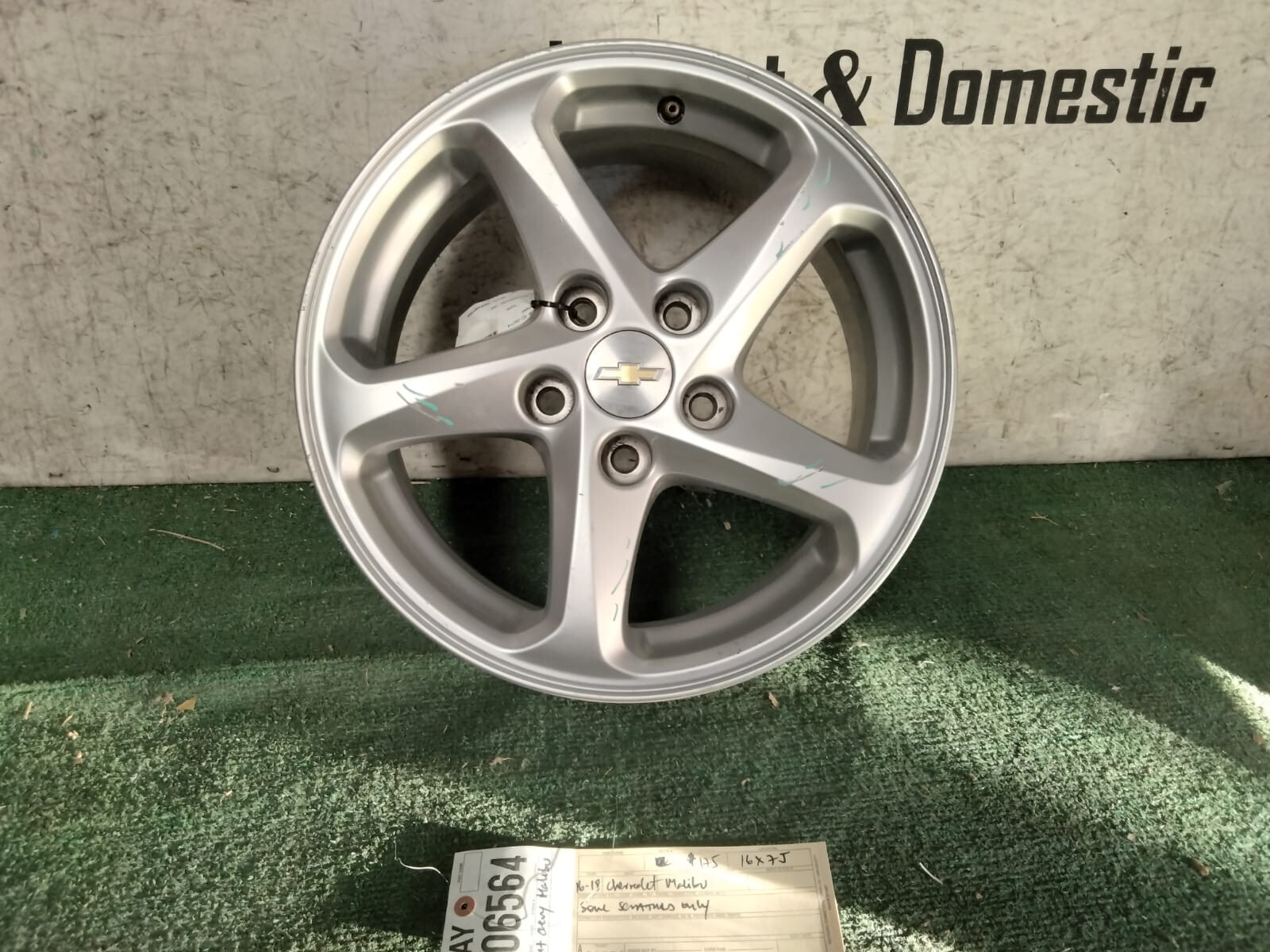 2016 2017 2018 CHEVROLET MALIBU SINGLE WHEEL RIM USED 16X7 OEM AY06564