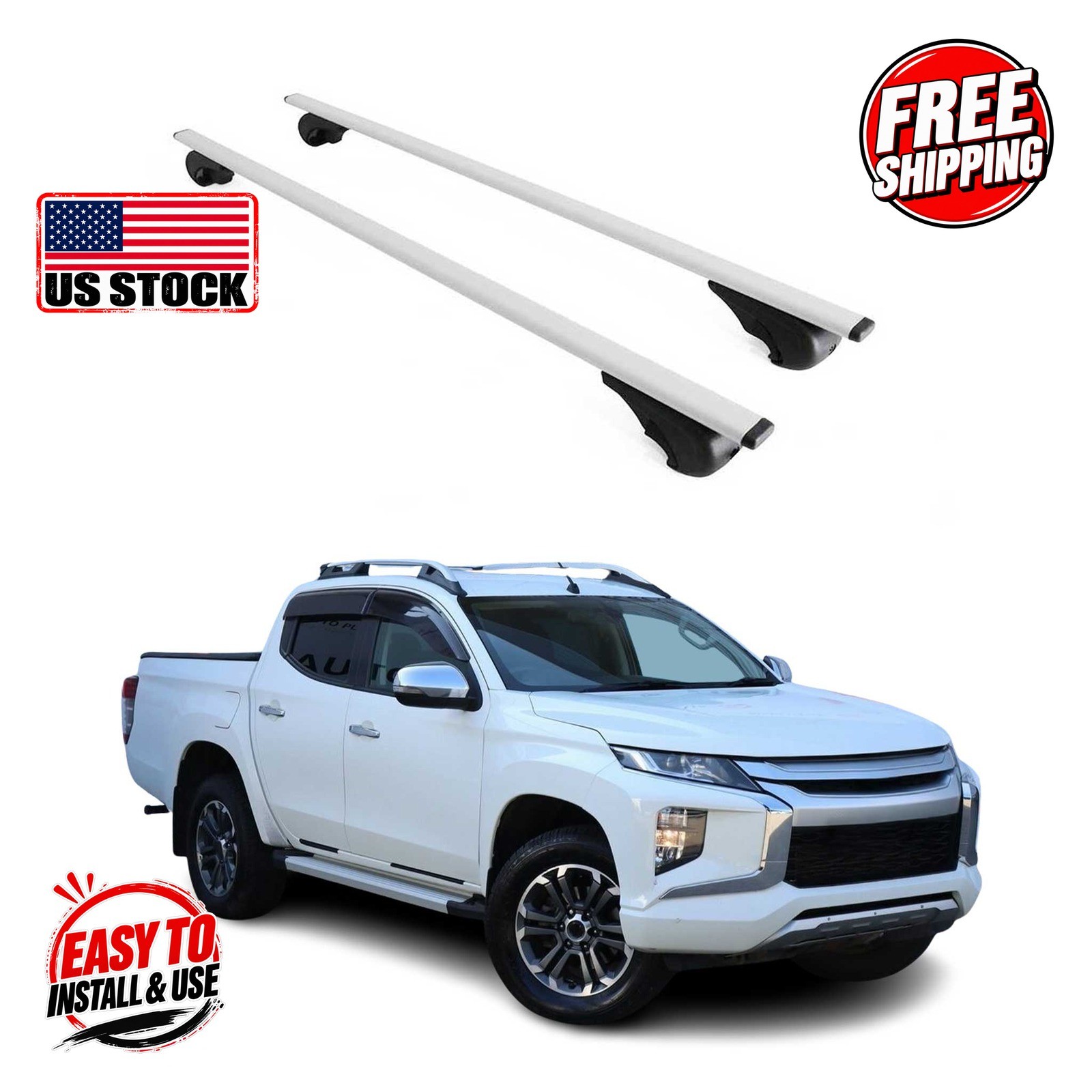 MITSUBISHI L200 V 2015-2023 Roof Racks Solid V1 Gray 2Pcs