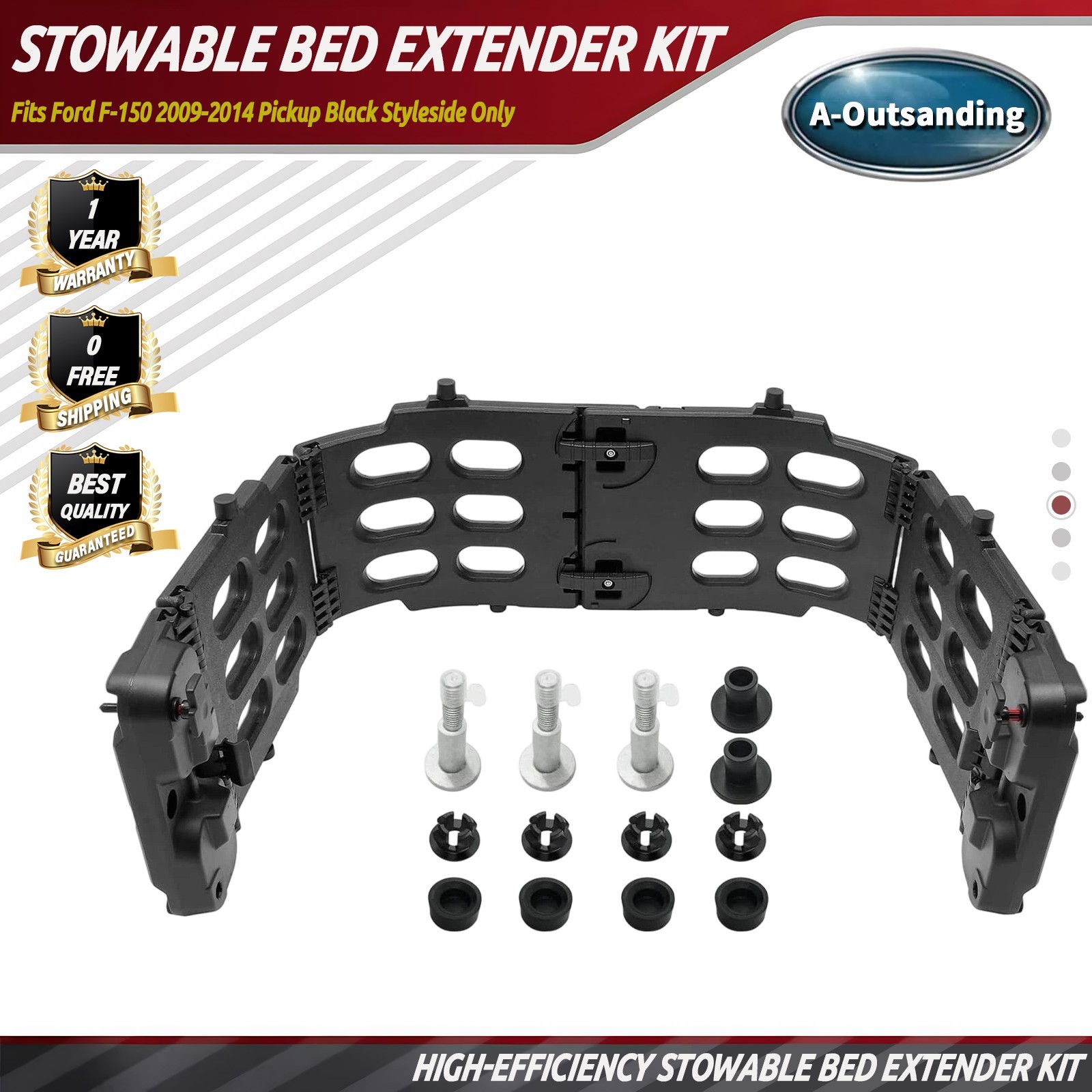 Stowable Bed Extender Kit Fits Ford F-150 2009-2014 Pickup Black Styleside Only