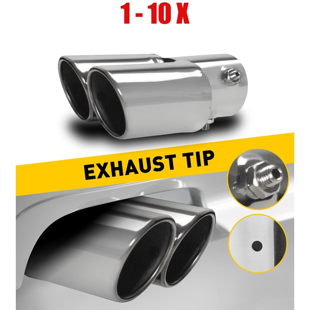 1-10X Dual Outlet Exhaust Tip Muffler Straight Cut For 1.4\