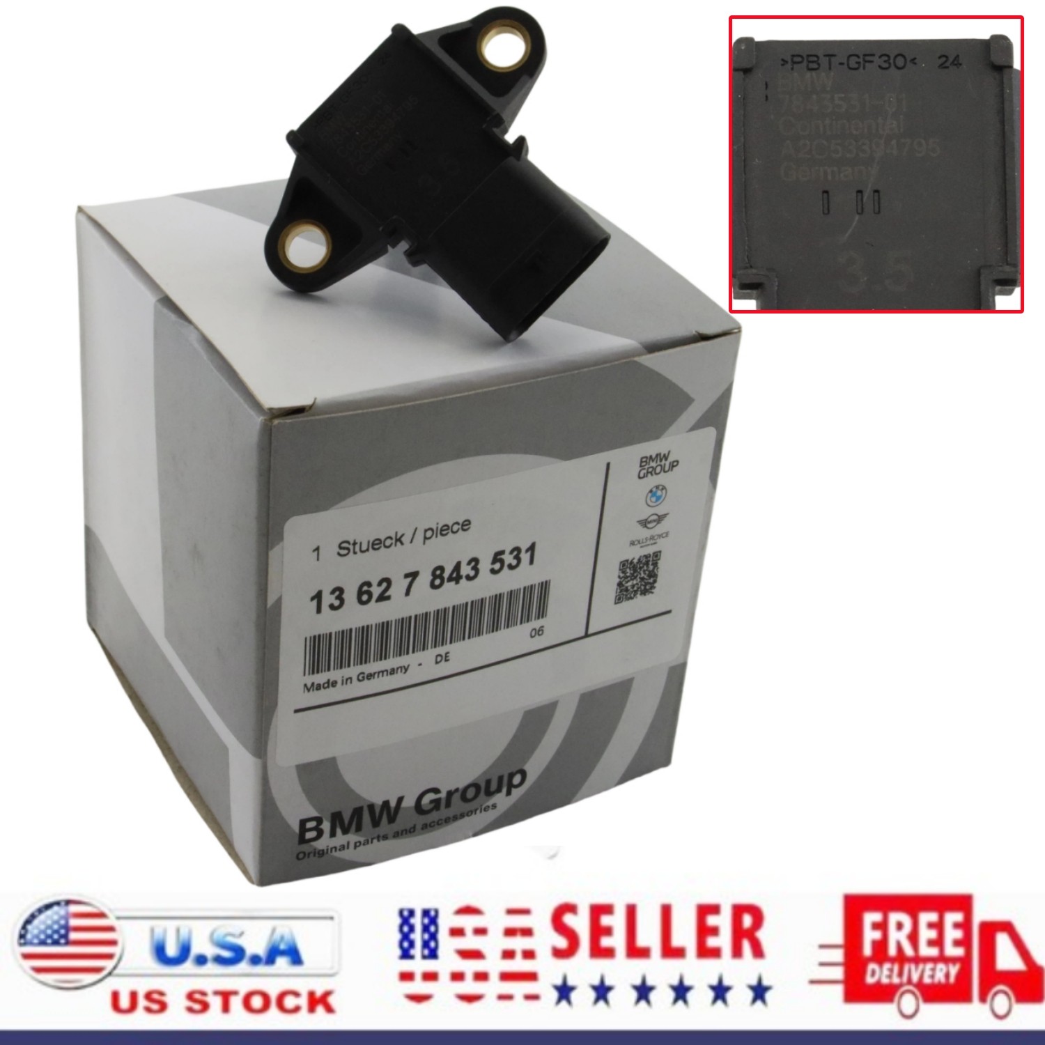 OEM 13627843531 3.5 Bar Tmap Pressure Sensor For BMW 135I 335I N20 N54