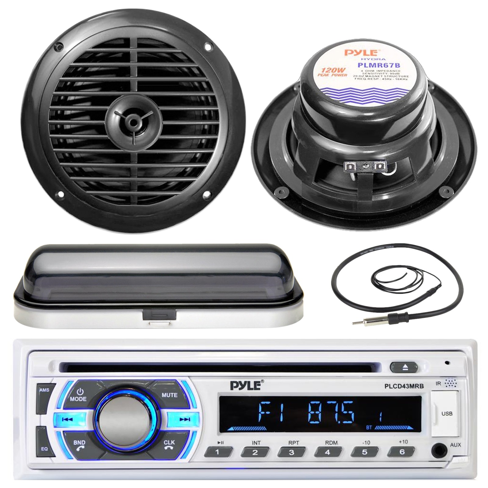 PLCD43MRB USB Bluetooth AUX Radio, Cover, Antenna, 6.5\
