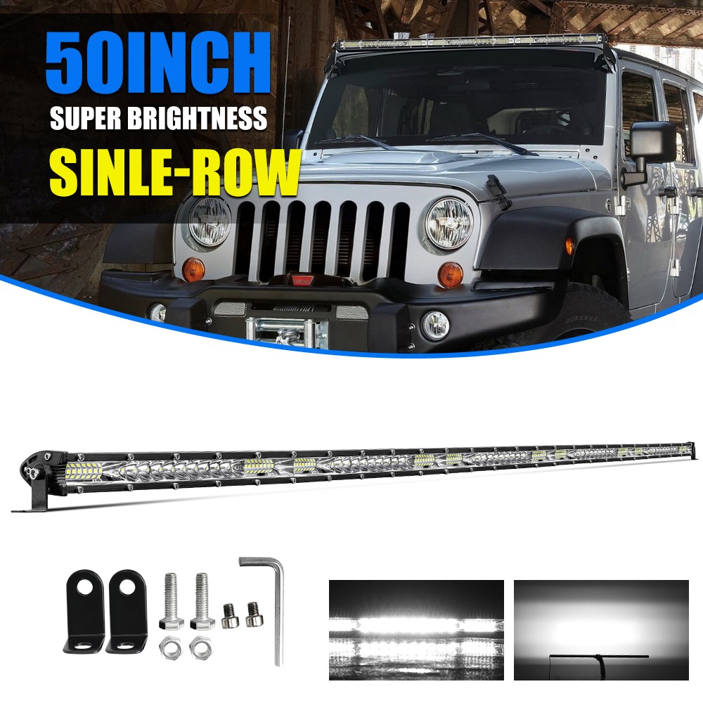 Roof 50\'\' 52inch LED Light Bar Combo Truck Driving Offroad Curved Straight SUV