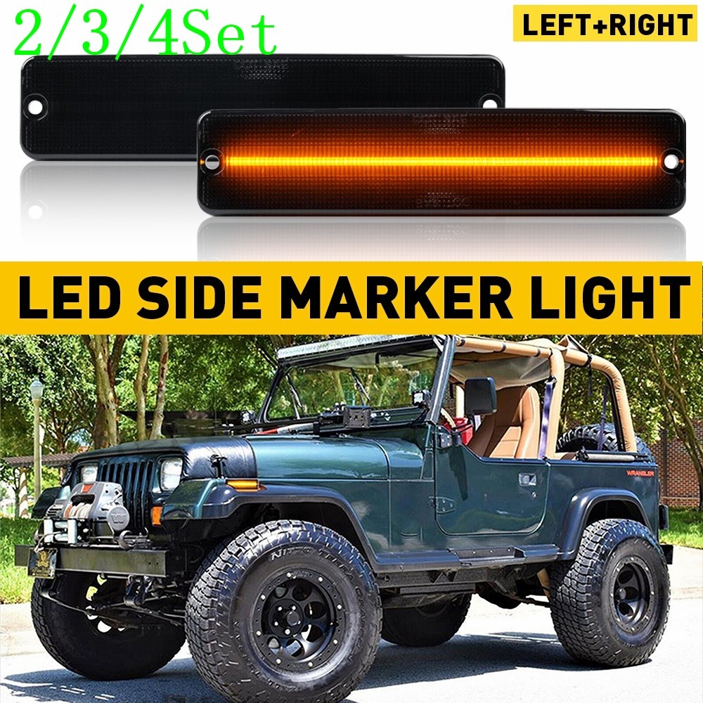 2/3Set LED Side Marker Fender Bumper Lights For Wrangler Jeep JK 1987-1995 Amber