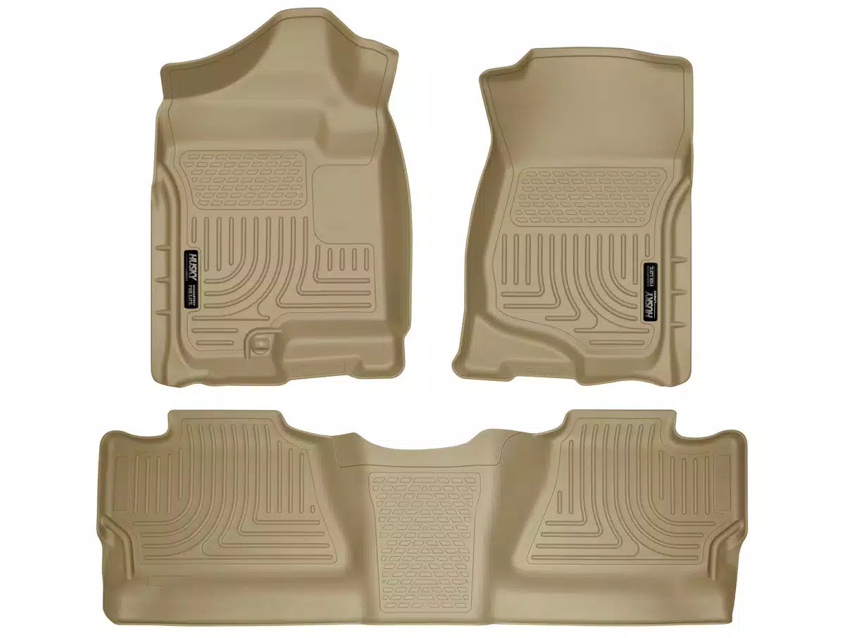 Husky WeatherBeater Front/2nd Row Floor Mats 3 pc Fits Many 07-14 Chevy, GMC Tan