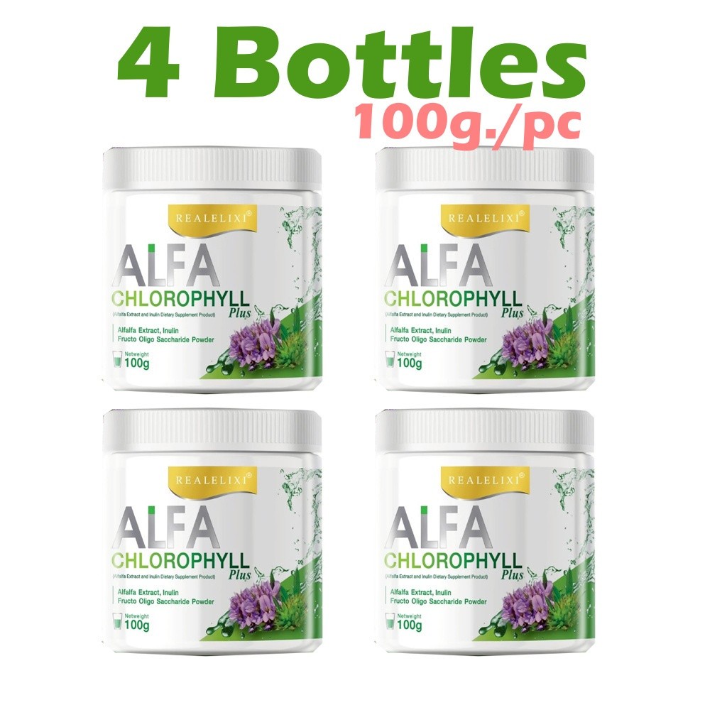 4X Real Elixir Alfa Chlorophyll Plus 100% Natural Fiber Rich Vitamins 100g