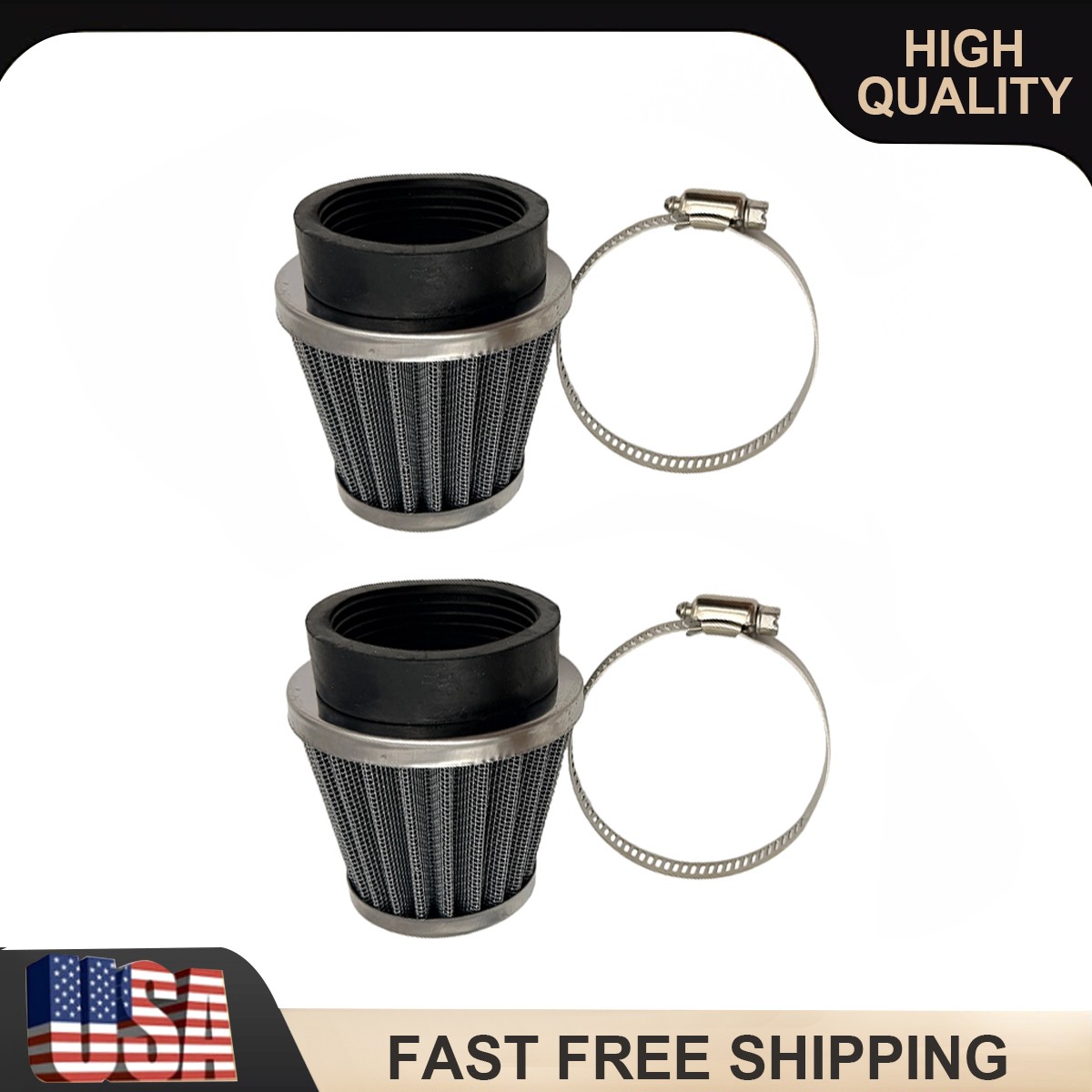 2xWashable 48-50mm Motorcycle Air Intake Filter For Honda Yamaha Kawasaki Suzuki