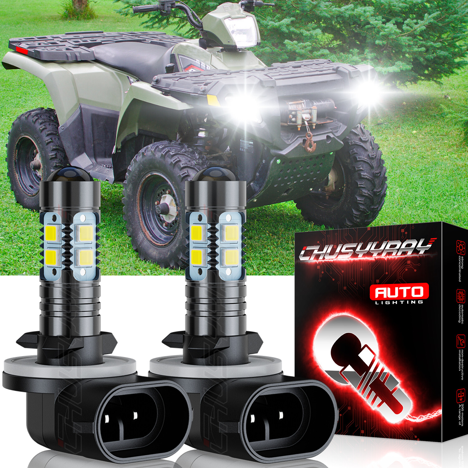 2x 200W LED Headlight Bulbs For Polaris Sportsman 550 570 600 700 800 850 XC