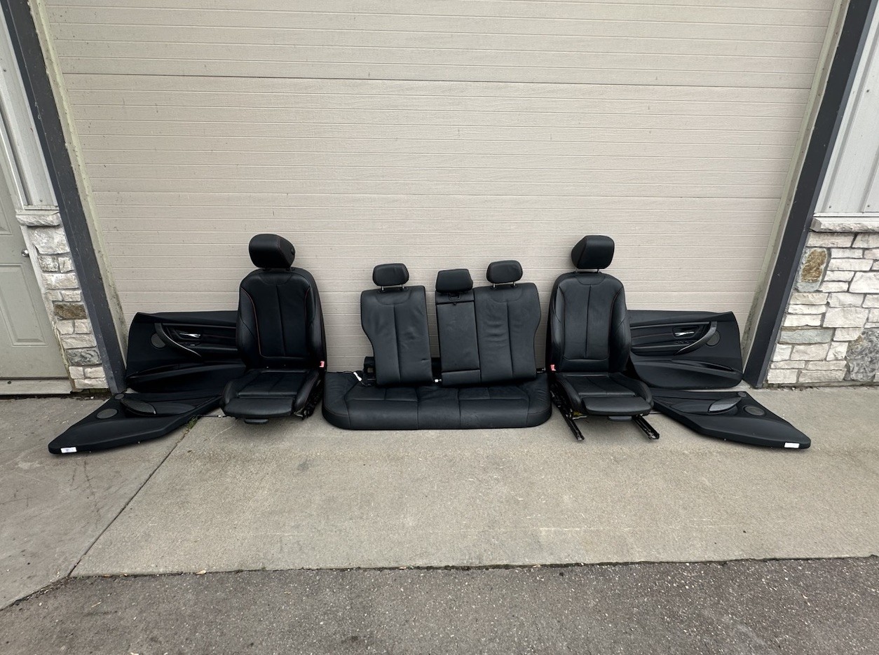 2012-2015 BMW F30 335 Front Rear Seats & Door Panels Set Red Line OEM 91704