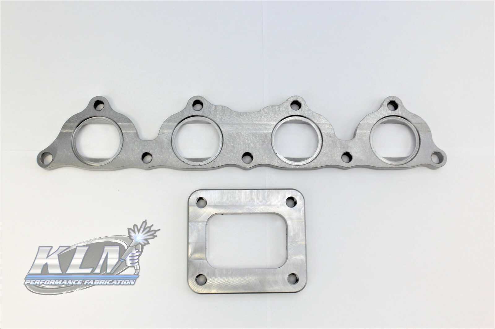 KLM Evo 8/9 Head Flange with KLM T4 Open Turbo Flange Combo 1018 Steel