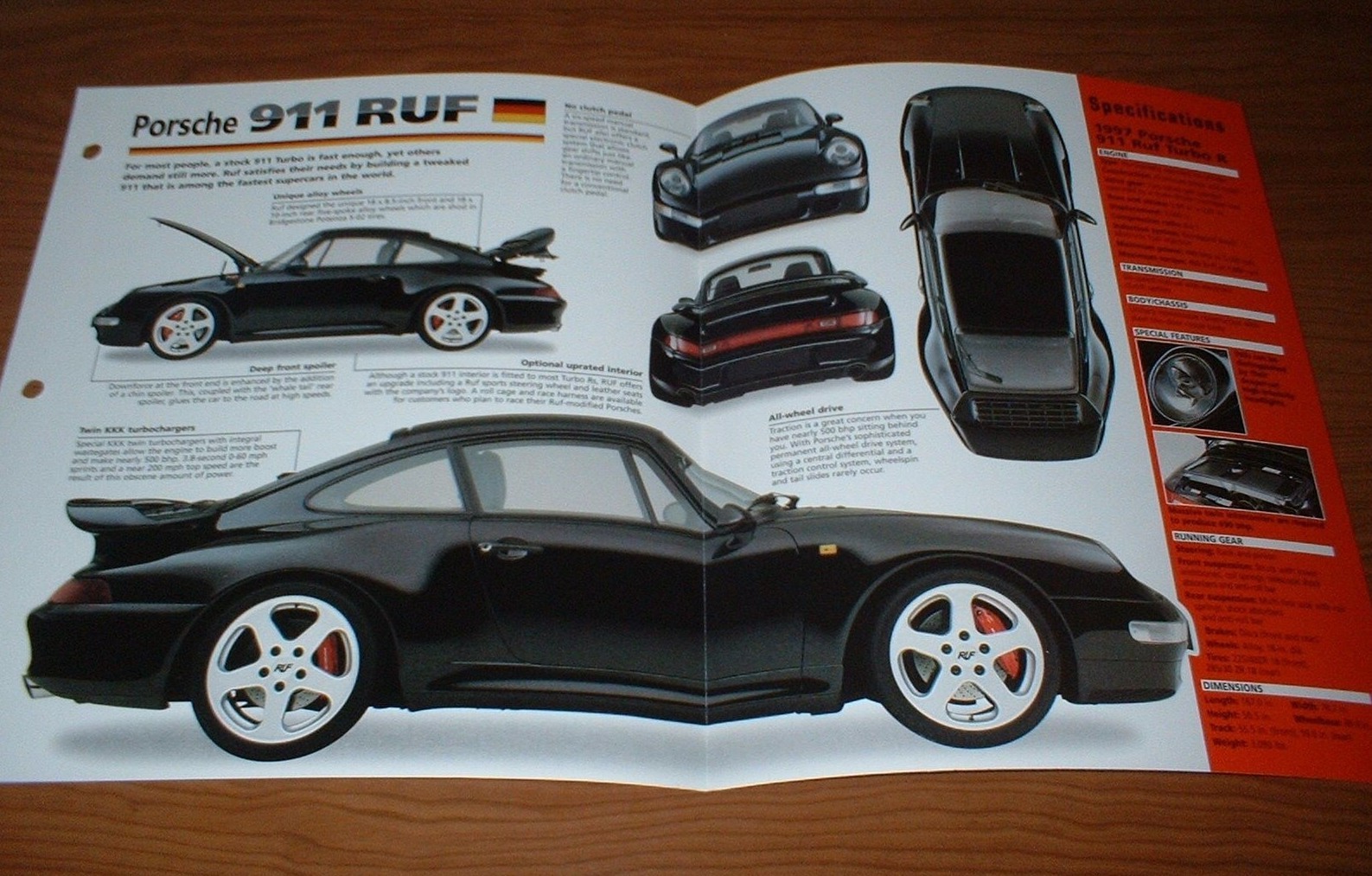 1997 Porsche 911 Ruf Turbo R Spec Sheet Brochure Photo Poster Print Info 97