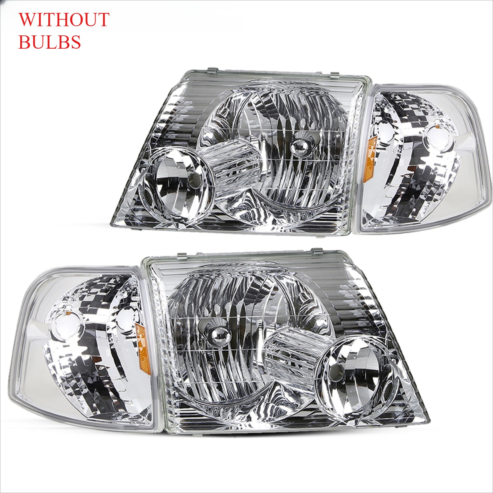 CHROME HOUSING AMBER CORNER HEADLIGHT REPLACEMENT LAMPS FOR 02-05 FORD EXPLORER 