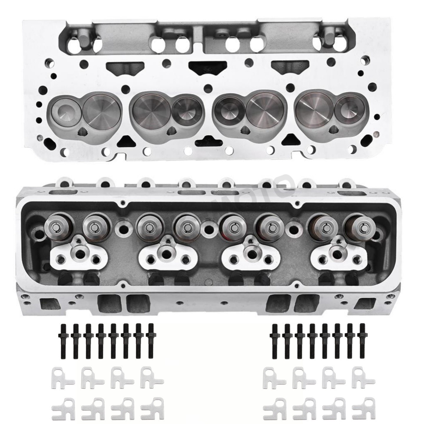 2×Complete FOR SBC Chevy 350 Angle Aluminum Cylinder Heads 190cc 64cc 2.02/1.60