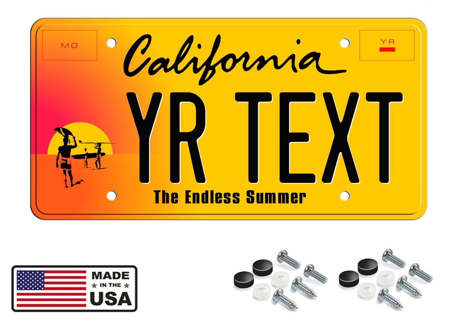 Custom CALIFORNIA THE ENDLESS SUMMER FLAT Aluminum Novelty License Plate
