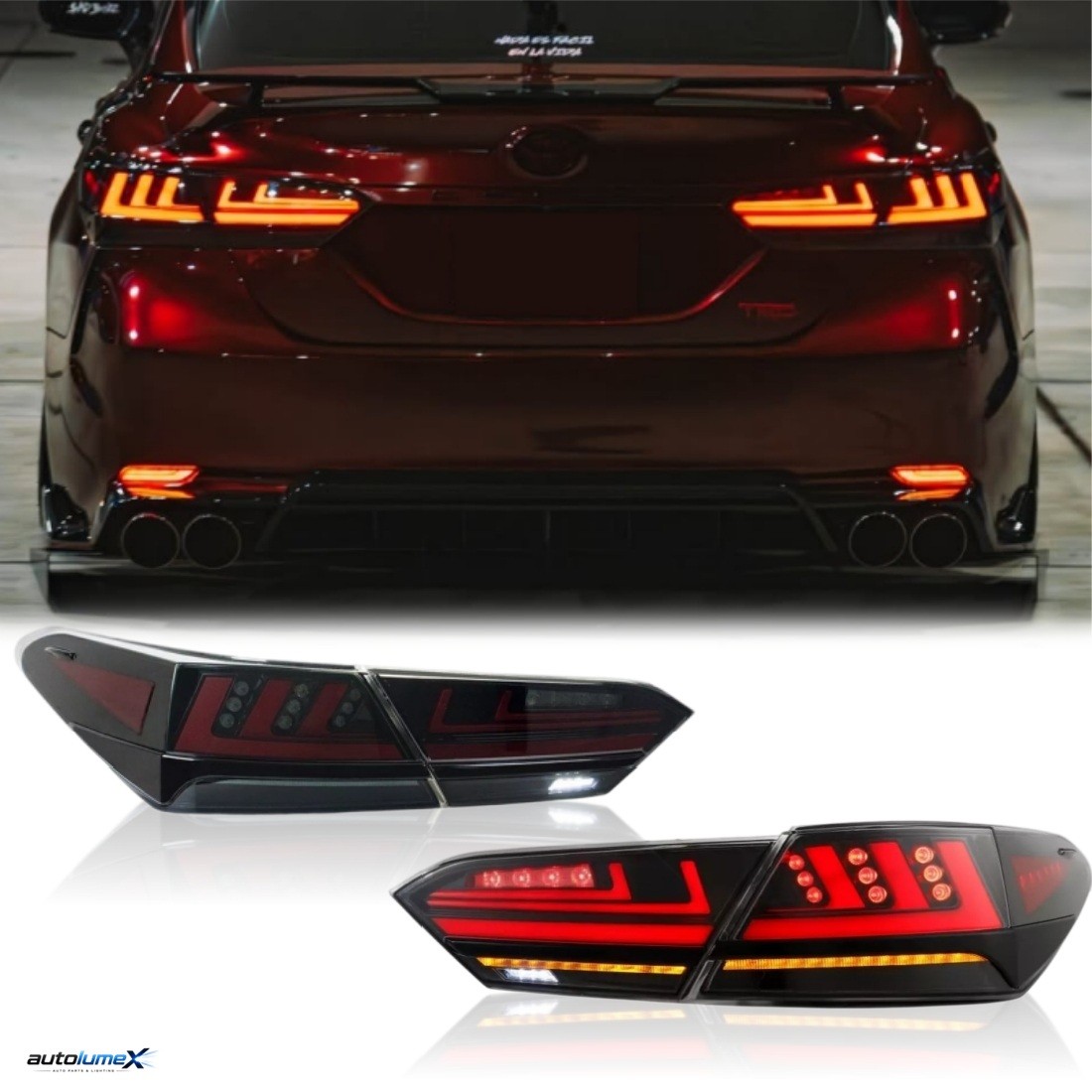 One Pair LED Smoke Tail Lights For Toyota Camry 2018-2024 Sedan LE SE XLE XSE L