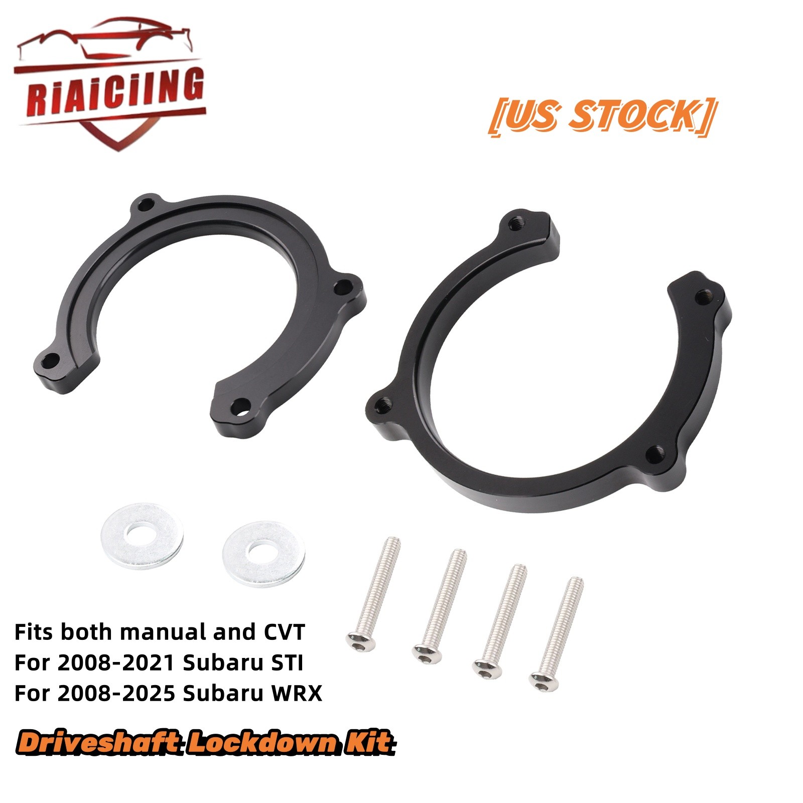 2PCS Aluminum Driveshaft Lockdown Kit Black for 08-24 Subaru WRX & 08-21 STI NEW