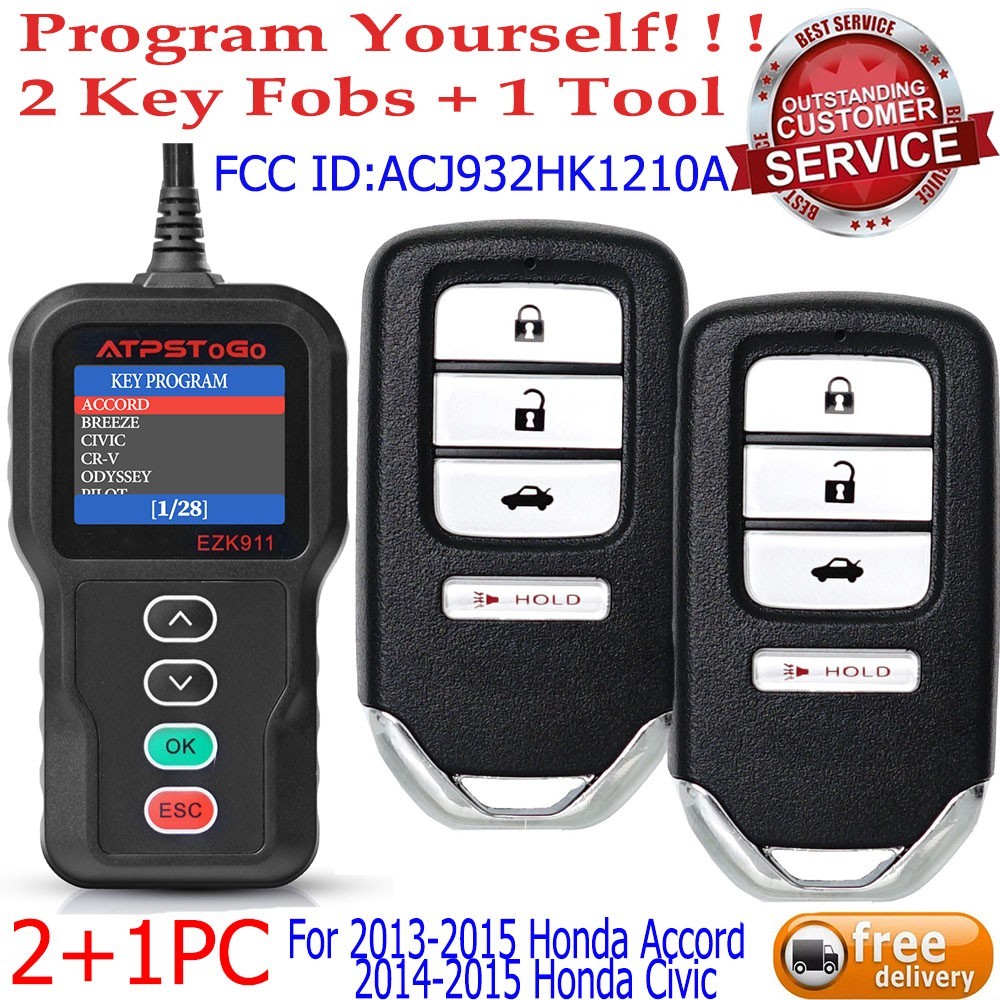 2 Smart Remote Key Fob+ 1 Kit Tool For 2013 2014 2015 Honda Accord 2014 15 Civic