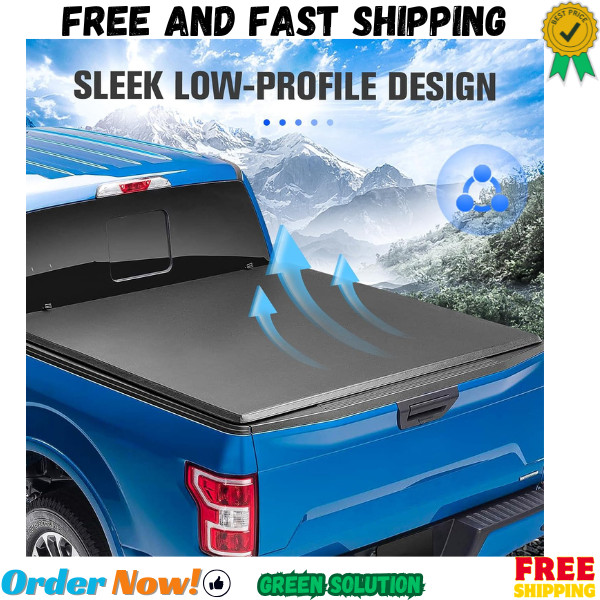 8FT Soft Roll Up Truck Bed Tonneau Cover for 2002-2018 Dodge Ram 1500, 2003-2026