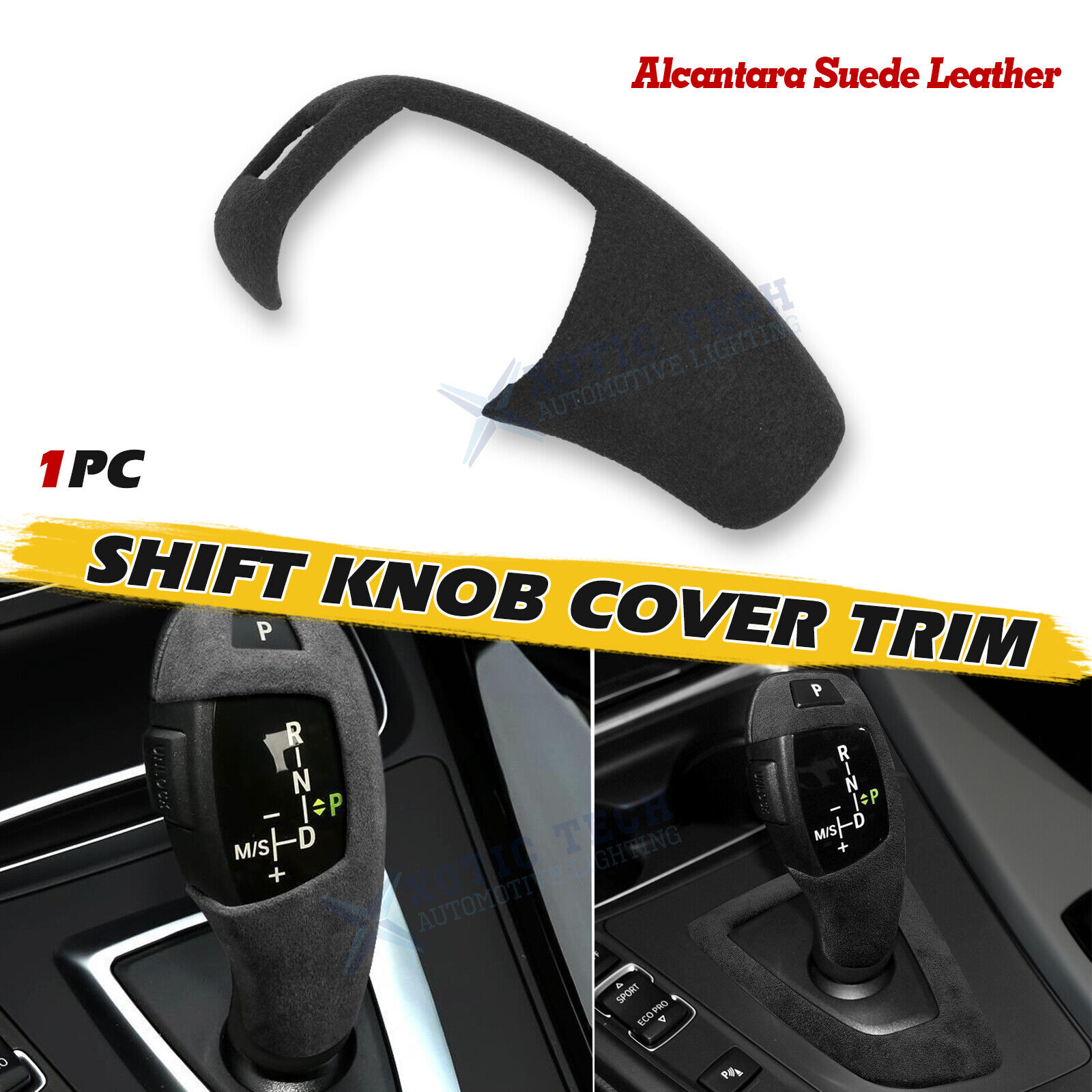 Black ABS Alcantara Suede Leather Gear Shift Knob Cover Trim For BMW E60 E70 E71