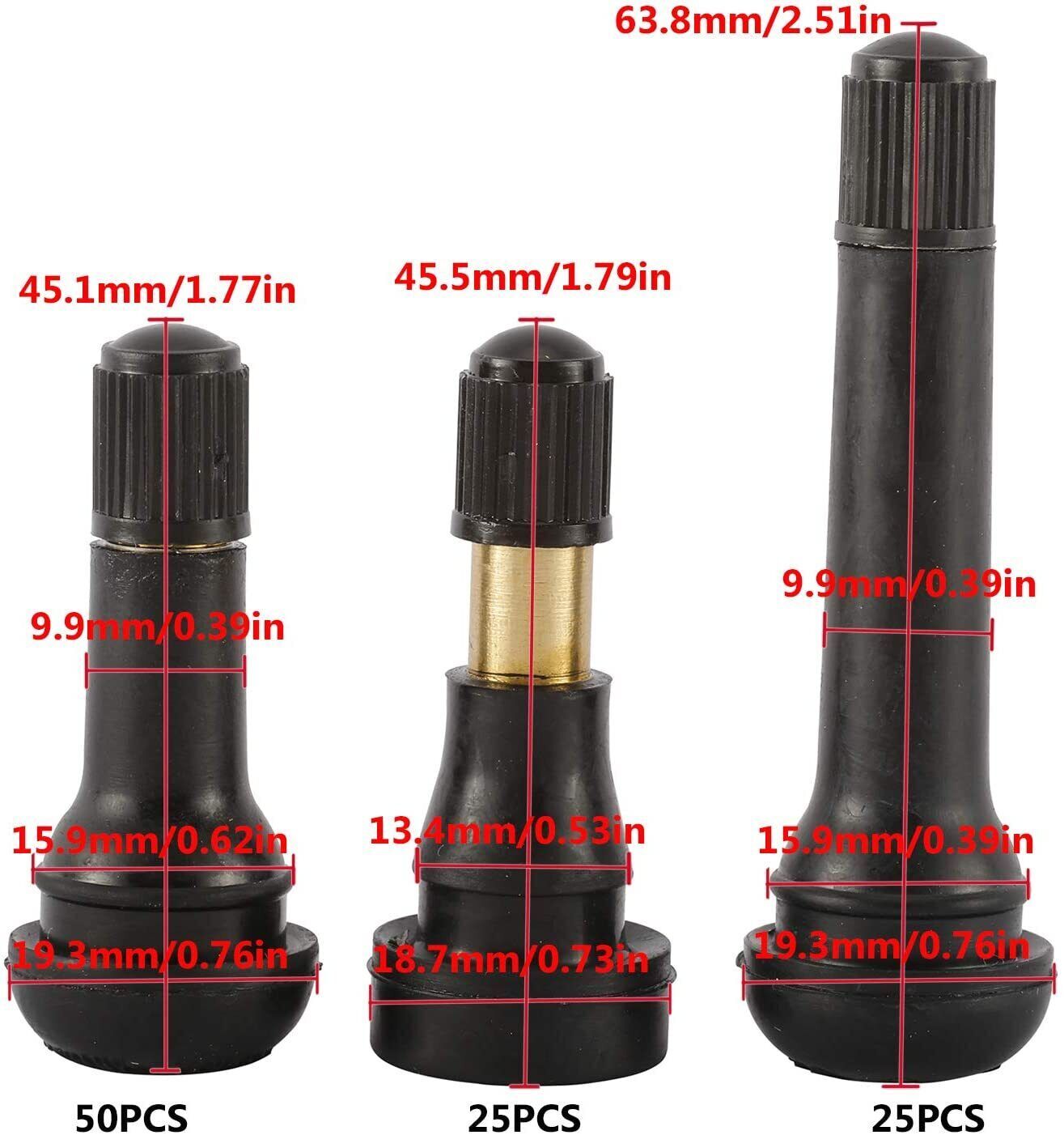 100 pcs Tire Valve Stem Assortment (TR413 50 pcs) (TR418 25 pcs) (TR600HP 25pcs)
