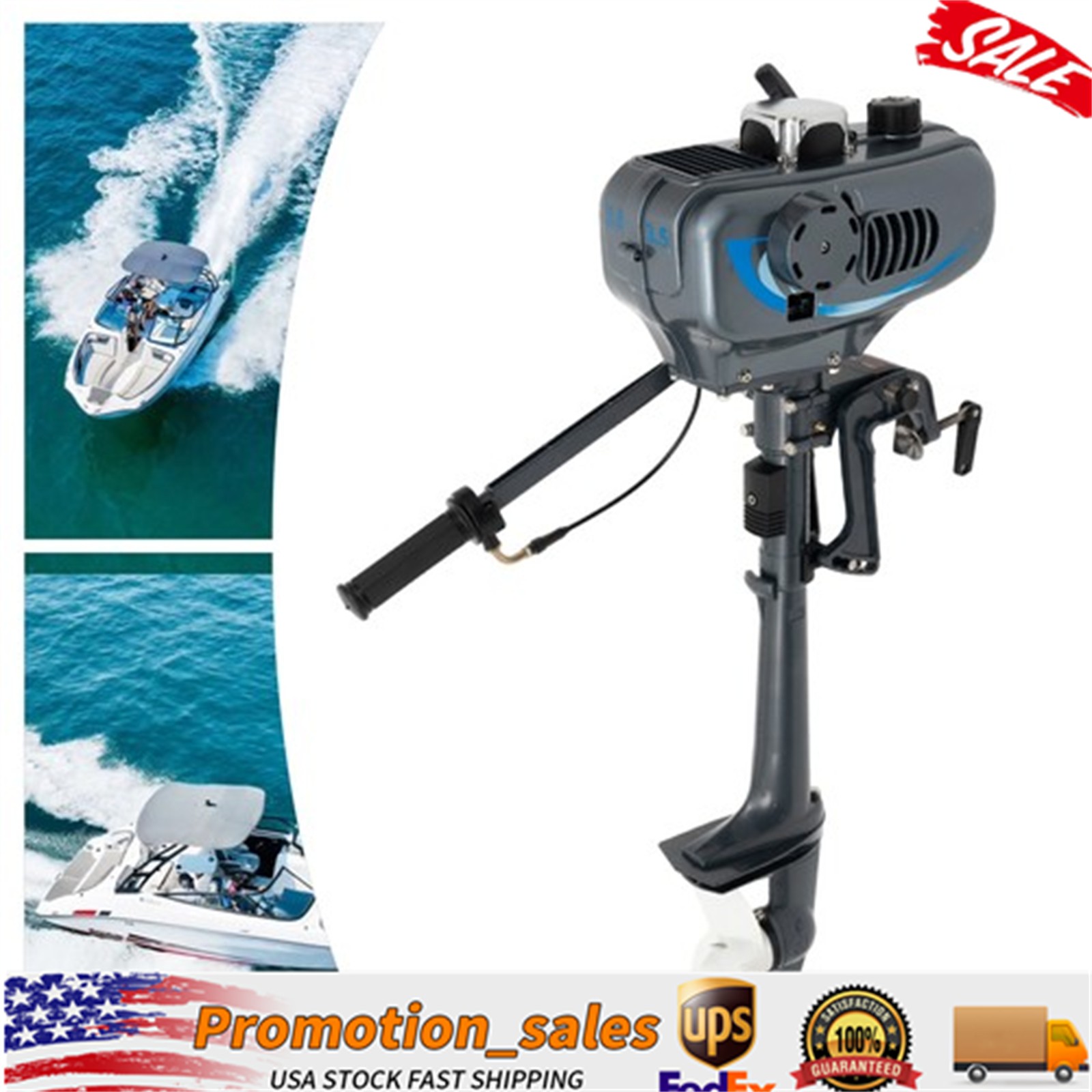 3.5HP 2 Stroke Gas Outboard Motor Manual Start For Dinghy Small Fishing Boat