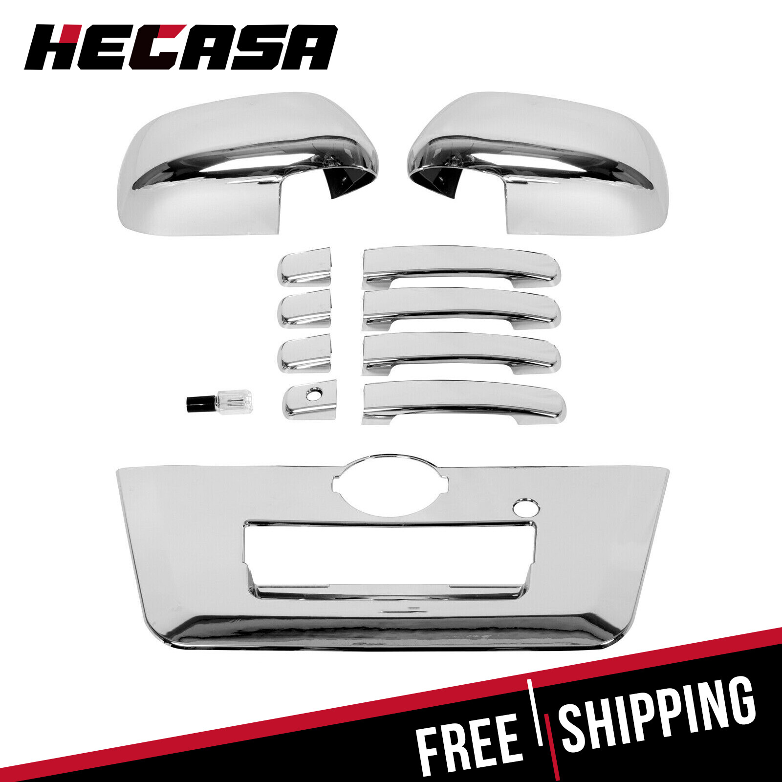 HECASA Chrome Mirror+4 Door Handle+Full Tailgate Cover for 13-19 Nissan Frontier HECASA Chrome Mirror+4 Door Handle+Full Tailgate Cover for 13-19 Nissan Frontier