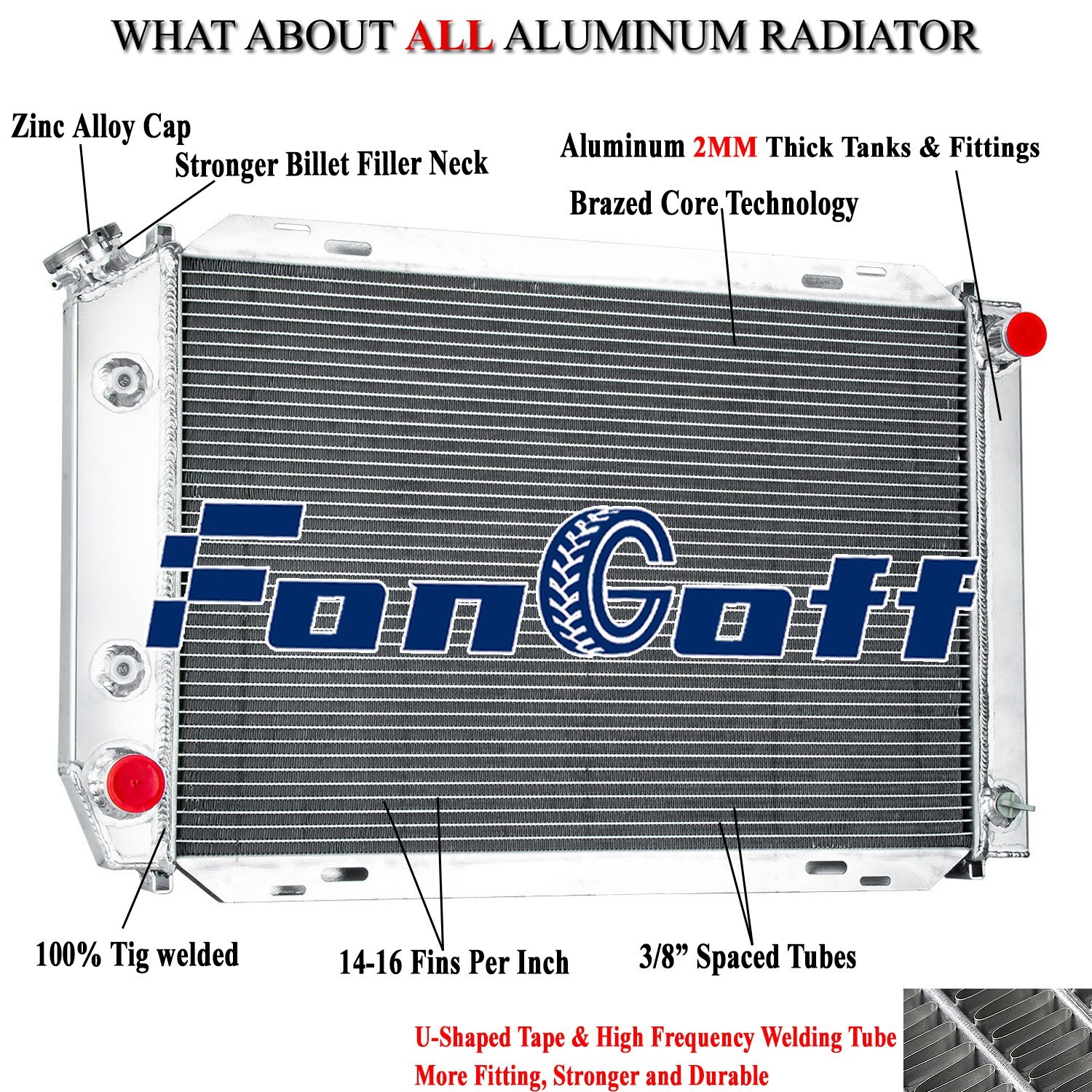 2 Row Aluminum Radiator For 1979-1993 87 Ford Mustang GT Mercury Monarch 5.0L V8