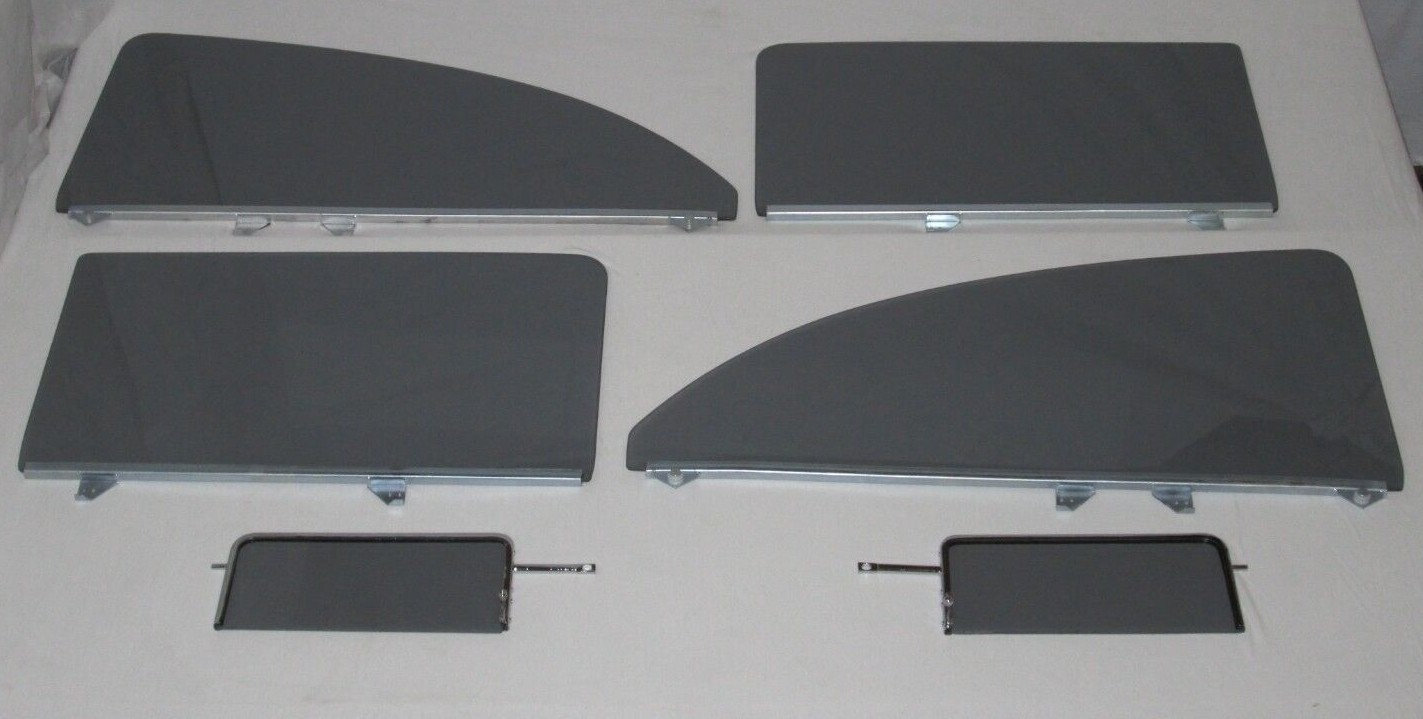 1955 56 57 Chevy Pontiac 2dr Sedan Assembled Glass Vent Door Roll Down Qtr Grey 1955 56 57 Chevy Pontiac 2dr Sedan Assembled Glass Vent Door Roll Down Qtr Grey