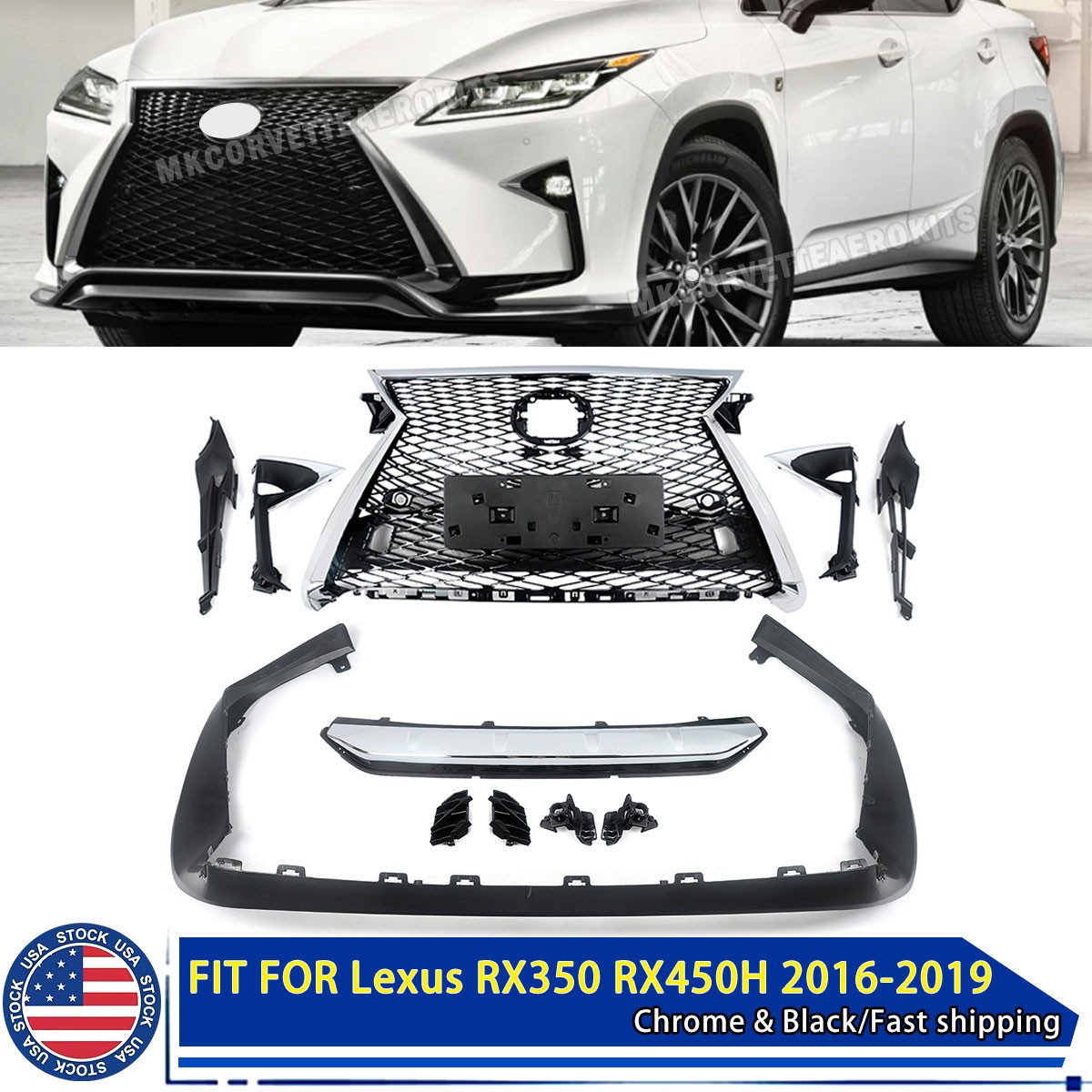 F Sport Style Front Grille TRD Trim Body Kit Fit 2016-2019 Lexus RX350/L RX450H