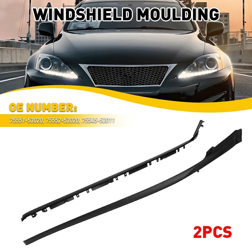 2PCS Windshield Moulding Kit w/Clips Left+Right Side For 2008-2014 Lexus IS-F
